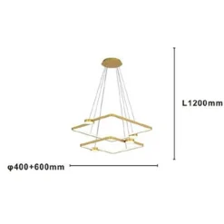 LAMPADARIO A SOSPENSIONE LED 60W 2 QUADRATI CON TELECOMANDO DESIGN MODERNO ORO 71200