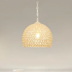 LAMPADARIO A SOSPENSIONE SEMI SFERA ORO CUPOLA CON CRISTALLI INCASTRATI E27 32958