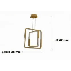 LAMPADARIO A SOSPENSIONE LED 64WATT QUADRATI EFFETTO CRISTALLO MODERNO ORO 32200