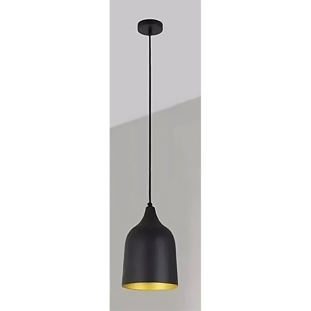 LAMPADARIO A SOSPENSIONE E27 FERRO PARALUME MODERNO CONTEMPORANEO CAMPANA NERO ORO 33290