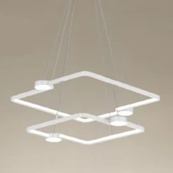 LAMPADARIO A SOSPENSIONE LED 60W 2 QUADRATI CON TELECOMANDO DESIGN MODERNO BIANCO 71194