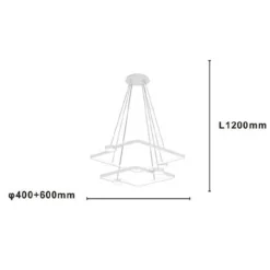 LAMPADARIO A SOSPENSIONE LED 60W 2 QUADRATI CON TELECOMANDO DESIGN MODERNO BIANCO 71194