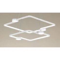 LAMPADARIO A SOSPENSIONE LED 60W 2 QUADRATI CON TELECOMANDO DESIGN MODERNO BIANCO 71194
