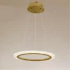 LAMPADARIO A SOSPENSIONE LED 36 WATT CERCHIO ANELLO ORO EFFETTO CRISTALLO 31944