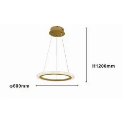 LAMPADARIO A SOSPENSIONE LED 36 WATT CERCHIO ANELLO ORO EFFETTO CRISTALLO 31944