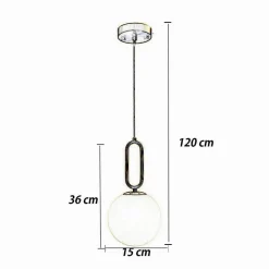 LAMPADARIO A SOSPENSIONE MINIMALISTA OVALE METALLO BRONZO CON SFERA VETRO G9 A96