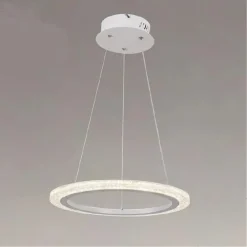 LAMPADARIO A SOSPENSIONE LED 24 W CERCHIO ANELLO EFFETTO CRISTALLO BIANCO 31890