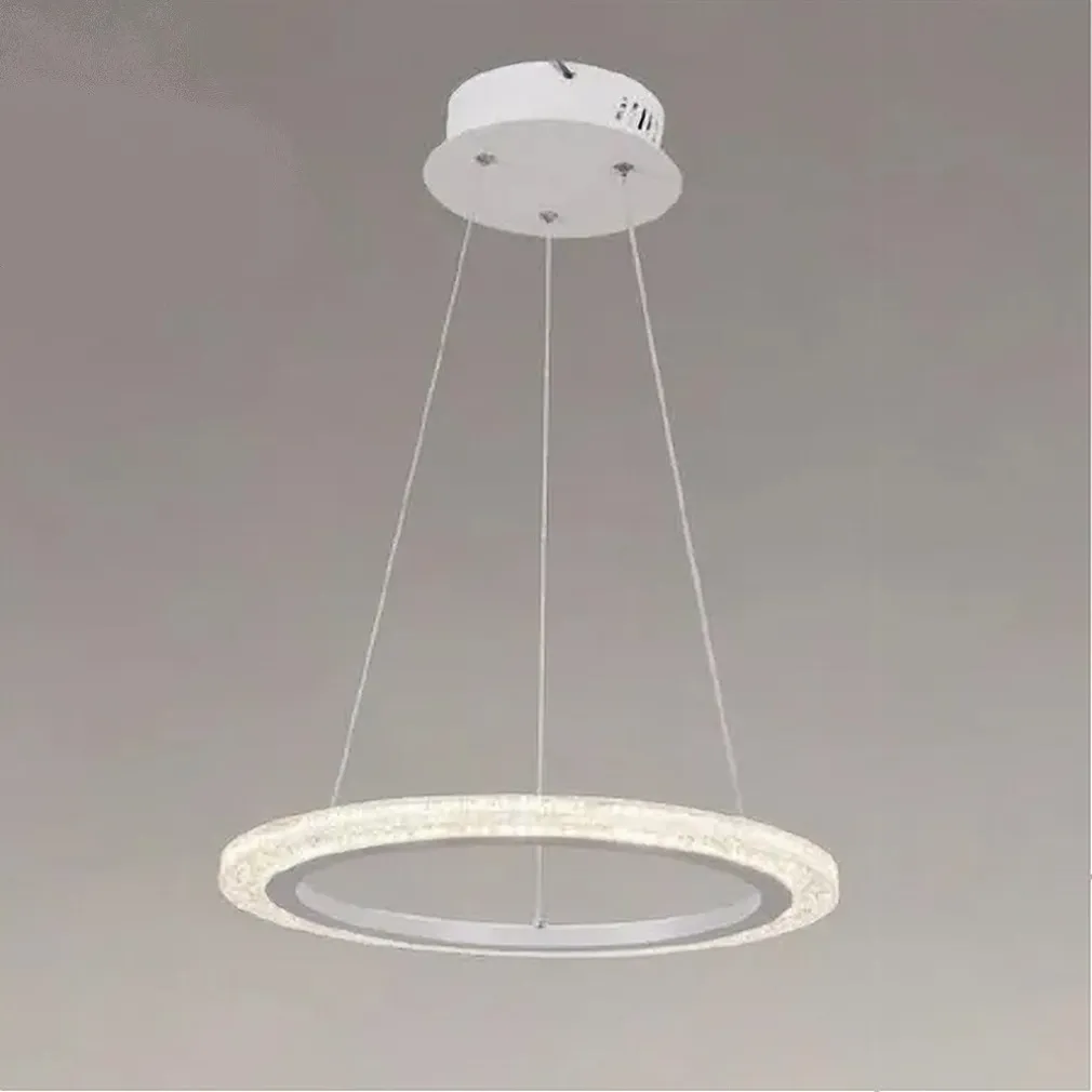 LAMPADARIO A SOSPENSIONE LED 24 W CERCHIO ANELLO EFFETTO CRISTALLO BIANCO 31890