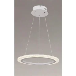 LAMPADARIO A SOSPENSIONE LED 24 W CERCHIO ANELLO EFFETTO CRISTALLO BIANCO 31890