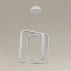 LAMPADARIO A SOSPENSIONE LED 64W QUADRATI EFFETTO CRISTALLO MODERNO BIANCO 32187