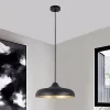 LAMPADARIO A SOSPENSIONE DESIGN MODERNO E27 PARALUME IN FERRO CUPOLA NERO ORO 33320