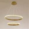 LAMPADARIO A SOSPENSIONE LED 60W 2 CERCHI ANELLI CRISTALLO TELECOMANDO ORO 31975