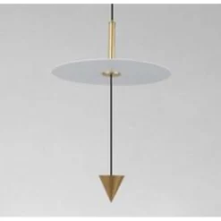 LAMPADARIO A SOSPENSIONE LAMPADA 12W LUCE LED 6500K DISCO BIANCO Ø23CM CONO ORO 33023