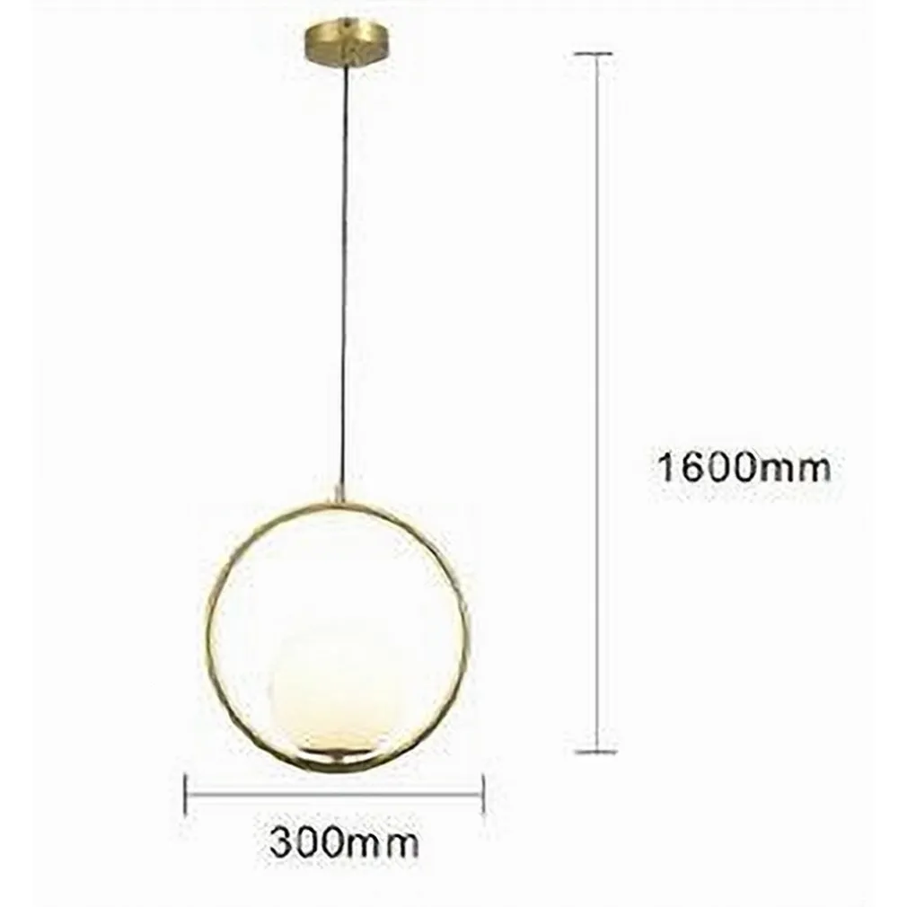 LAMPADARIO A SOSPENSIONE CERCHIO METALLO CON SFERA VETRO BIANCO ATTACCO E27 ORO 32811