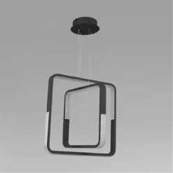 LAMPADARIO A SOSPENSIONE LED 64 W QUADRATI EFFETTO CRISTALLO MODERNO NERO 32194