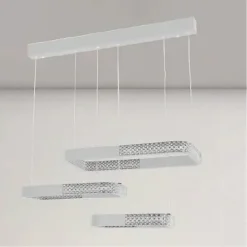 LAMPADARIO A SOSPENSIONE LED 68W 3 RETTANGOLI CRISTALLO TELECOMANDO BIANCO 32095