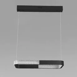 LAMPADARIO A SOSPENSIONE LED 24W RETTANGOLARE NERO CRISTALLO CON TELECOMANDO 32040