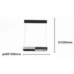 LAMPADARIO A SOSPENSIONE LED 24W RETTANGOLARE NERO CRISTALLO CON TELECOMANDO 32040