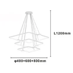 LAMPADARIO A SOSPENSIONE LED 112W 3 QUADRATI CON TELECOMANDO DESIGN MODERNO BIANCO 71224