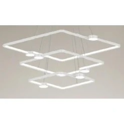 LAMPADARIO A SOSPENSIONE LED 112W 3 QUADRATI CON TELECOMANDO DESIGN MODERNO BIANCO 71224
