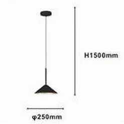 LAMPADARIO A SOSPENSIONE MODERNO CON PARALUME TRIANGOLARE IN FERRO NERO ORO E27 33863