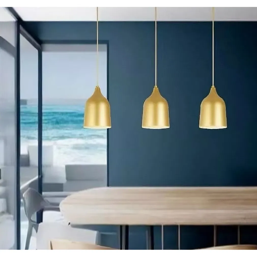 LAMPADARIO A SOSPENSIONE E27 FERRO PARALUME MODERNO CONTEMPORANEO CAMPANA ORO BIANCO 33306