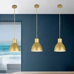 LAMPADARIO A SOSPENSIONE E27 FERRO PARALUME MODERNO CONTEMPORANEO CAMPANELLA ORO BIANCO 33276