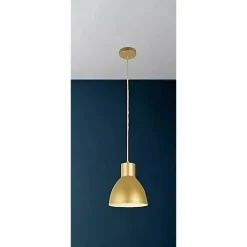 LAMPADARIO A SOSPENSIONE E27 FERRO PARALUME MODERNO CONTEMPORANEO CAMPANELLA ORO BIANCO 33276