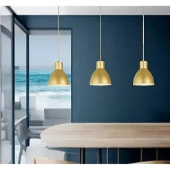 LAMPADARIO A SOSPENSIONE E27 FERRO PARALUME MODERNO CONTEMPORANEO CAMPANELLA ORO BIANCO 33276