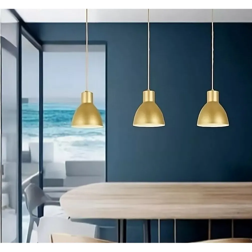 LAMPADARIO A SOSPENSIONE E27 FERRO PARALUME MODERNO CONTEMPORANEO CAMPANELLA ORO BIANCO 33276