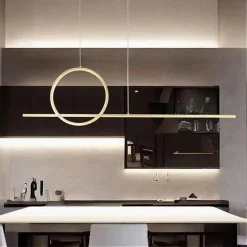 LAMPADARIO A SOSPENSIONE LED 48W DESIGN CERCHIO LINEA ORO IP20 CUCINA LUCE 6500K 33566