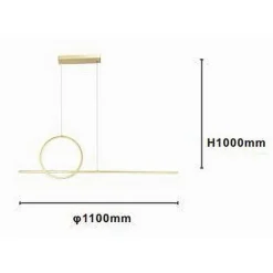LAMPADARIO A SOSPENSIONE LED 48W DESIGN CERCHIO LINEA ORO IP20 CUCINA LUCE 6500K 33566