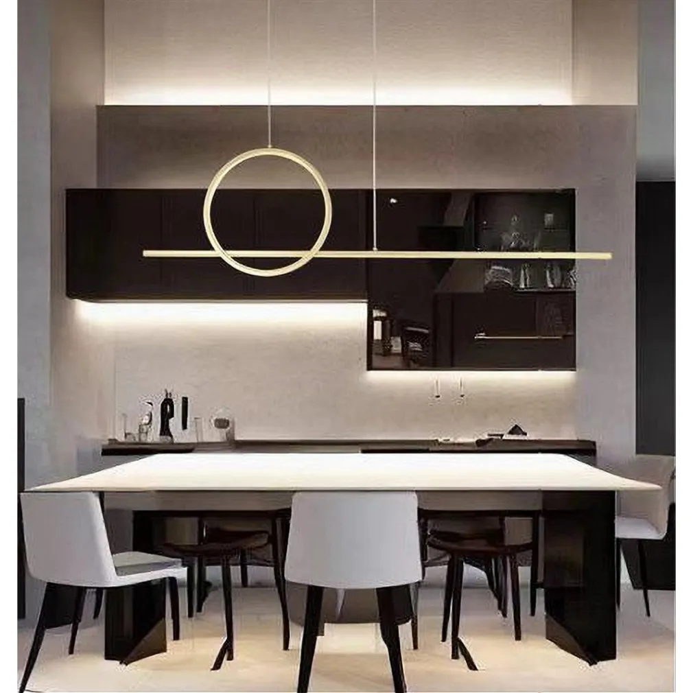 LAMPADARIO A SOSPENSIONE LED 48W DESIGN CERCHIO LINEA ORO IP20 CUCINA LUCE 6500K 33566