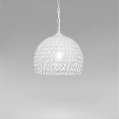 LAMPADARIO A SOSPENSIONE SEMI SFERA ARGENTO CUPOLA CRISTALLI INCASTRATI E27 32965