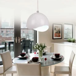 LAMPADARIO A SOSPENSIONE IN METALLO PENDENTE FORMA DI GUSCIO D’UOVO LUCE E27 B93