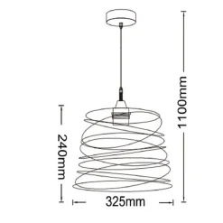 LAMPADARIO A SOSPENSIONE MODERNO CON PARALUME IN METALLO A VORTICE TRAFORATO TORTORA A08