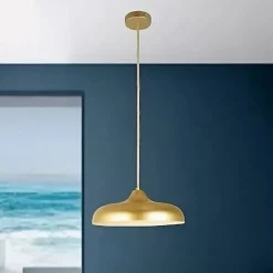 LAMPADARIO A SOSPENSIONE DESIGN MODERNO E27 PARALUME FERRO CUPOLA ORO BIANCO 33337
