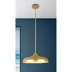 LAMPADARIO A SOSPENSIONE DESIGN MODERNO E27 PARALUME FERRO CUPOLA ORO BIANCO 33337
