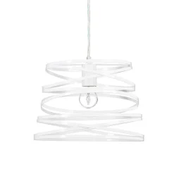 LAMPADARIO A SOSPENSIONE MODERNO PARALUME METALLO A VORTICE TRAFORATO BIANCO A08