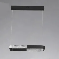 LAMPADARIO A SOSPENSIONE LED 18W RETTANGOLARE NERO CRISTALLO TELECOMANDO 32019