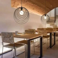 LAMPADARIO A SOSPENSIONE NERO E27 LAMPADA GEOMETRICA DA SOFFITTO DECORATIVA B86