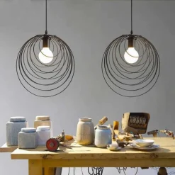 LAMPADARIO A SOSPENSIONE NERO E27 LAMPADA GEOMETRICA DA SOFFITTO DECORATIVA B86