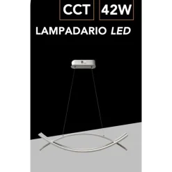 LAMPADARIO A SOSPENSIONE LED 2 LINEE CURVE BIANCO 42W CCT TRE TONALITA' DI LUCE LP-27-B3C