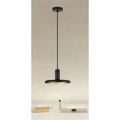 LAMPADARIO A SOSPENSIONE DESIGN MODERNO CON PARALUME IN FERRO NERO ORO E27 IP20 33757