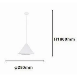 LAMPADARIO A SOSPENSIONE E27 FERRO PARALUME MODERNO CONTEMPORANEO CONO BIANCO 33375