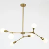 LAMPADARIO A SOSPENSIONE IN BRONZO GEOMETRICO CON 6 BRACCI ATTACCO E27 DA SOFFITTO A45-6