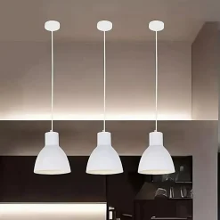 LAMPADARIO A SOSPENSIONE E27 FERRO PARALUME MODERNO CONTEMPORANEO CAMPANELLA BIANCA 33283