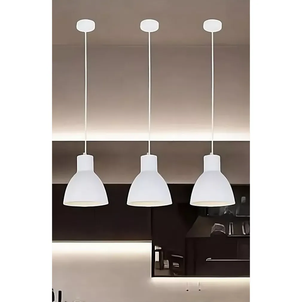 LAMPADARIO A SOSPENSIONE E27 FERRO PARALUME MODERNO CONTEMPORANEO CAMPANELLA BIANCA 33283