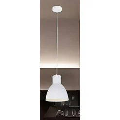 LAMPADARIO A SOSPENSIONE E27 FERRO PARALUME MODERNO CONTEMPORANEO CAMPANELLA BIANCA 33283