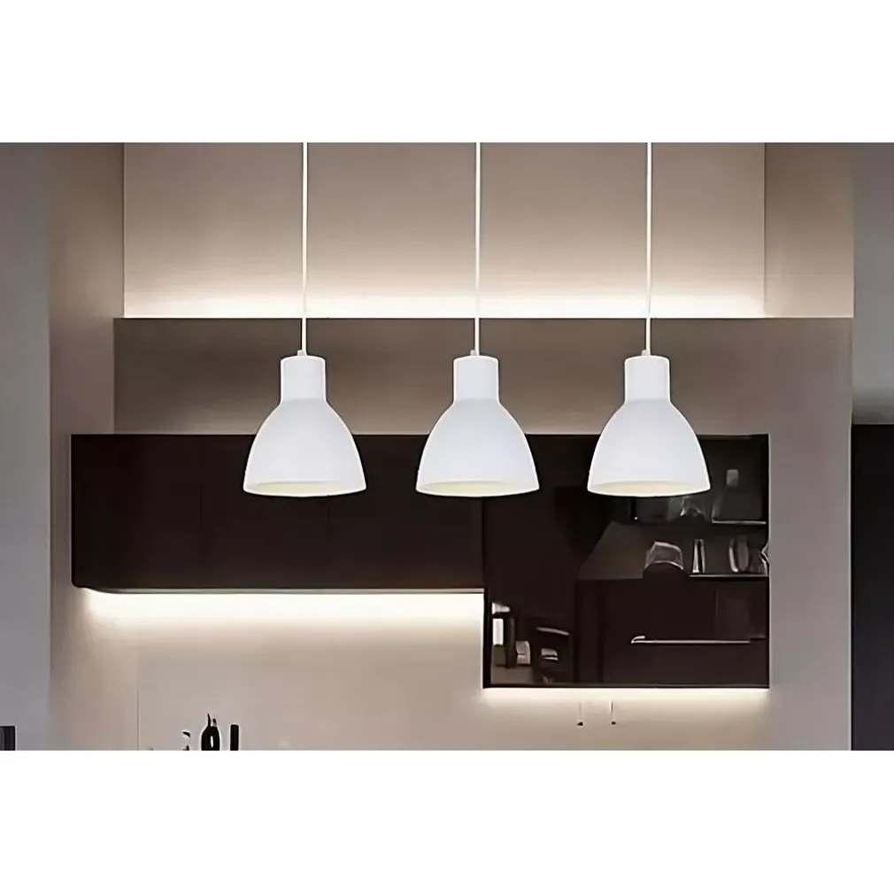 LAMPADARIO A SOSPENSIONE E27 FERRO PARALUME MODERNO CONTEMPORANEO CAMPANELLA BIANCA 33283